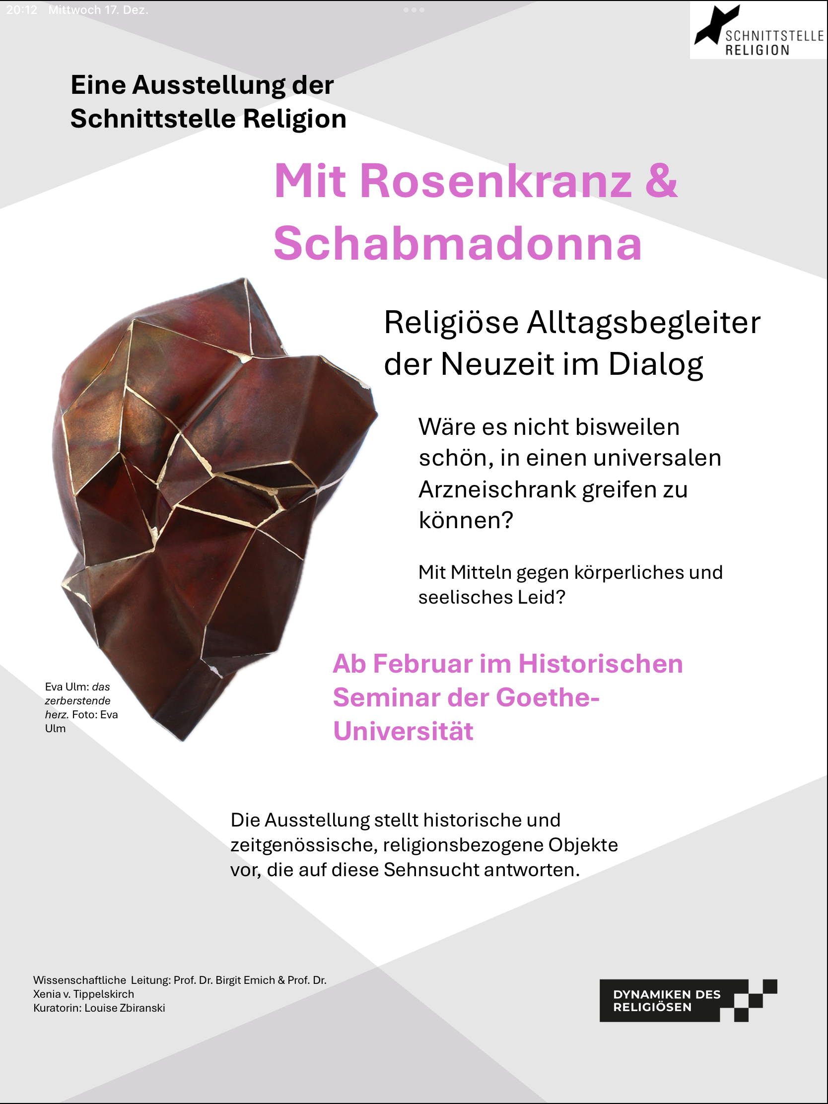 Mit Rosenkranz und Schabmadonna